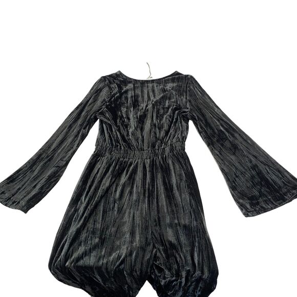 A New Day Jumpsuit Womens Small Black Velvet Empire Waist V Neck Straight Leg - Picture 16 of 16